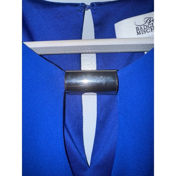 Belle Badgley Mischka lined cobalt blue crepe shift dress size US 12 - Picture 7 of 10